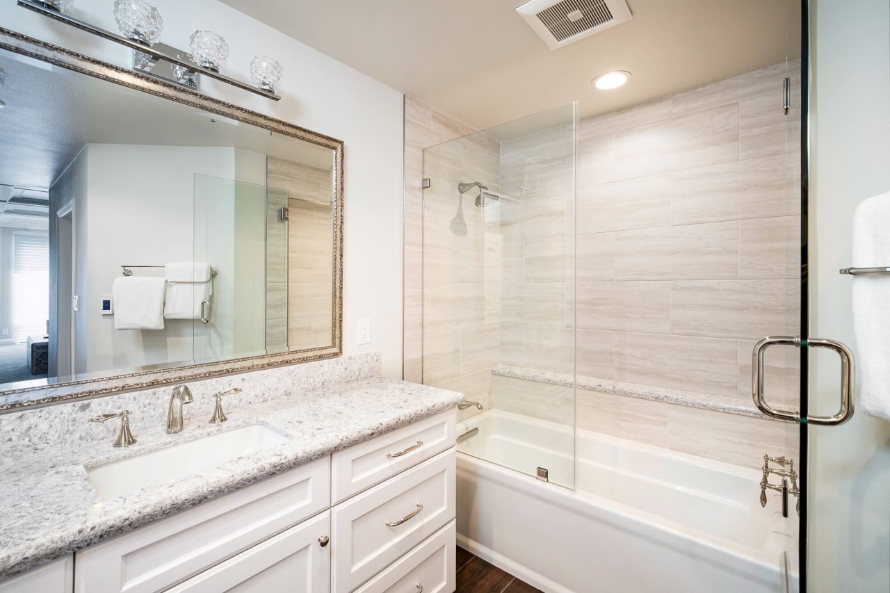 bathroom remodels shower across from sink and toilet