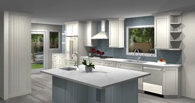 3D color rendering for Orange County kitchen remodel