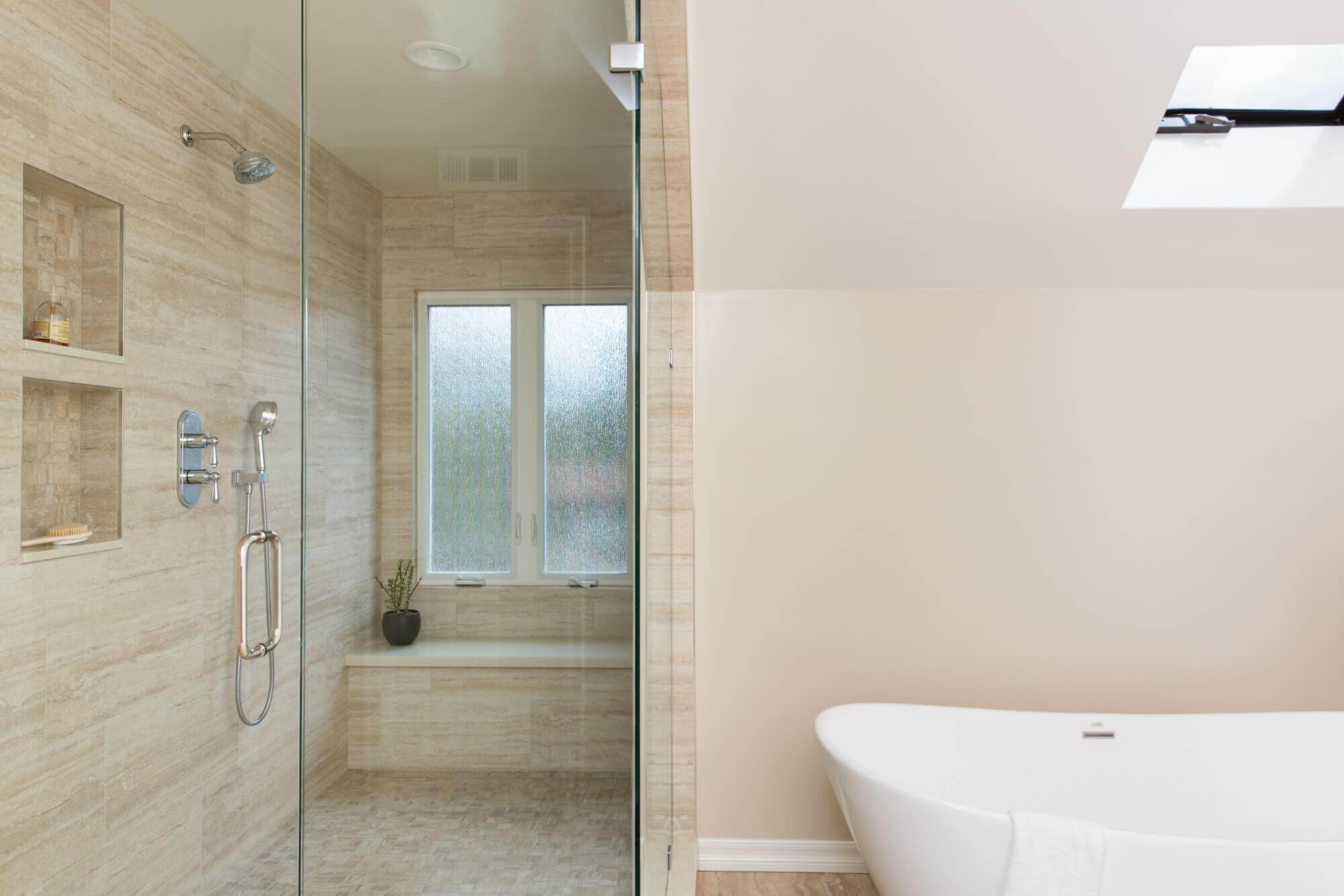 Custom shower niches in Laguna Hills remodel