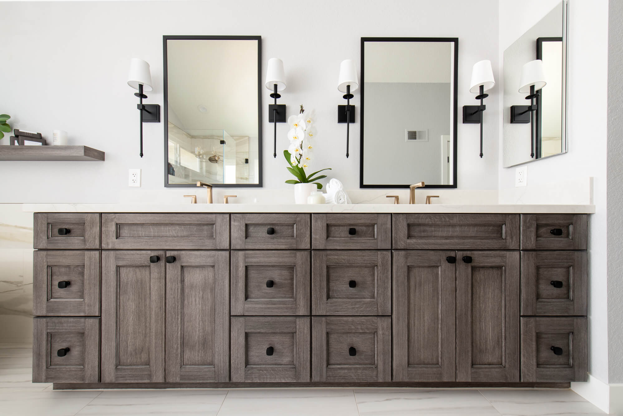 Bathroom remodel with dual vanity and bold renner cabinetry