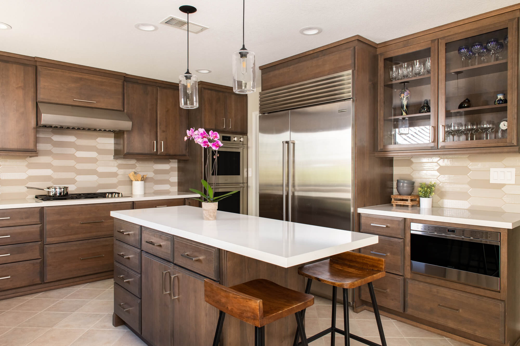 Brown and beige kitchen remodel in Rancho Santa Margarita