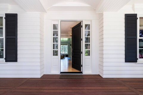 Dark wood painted porch floors