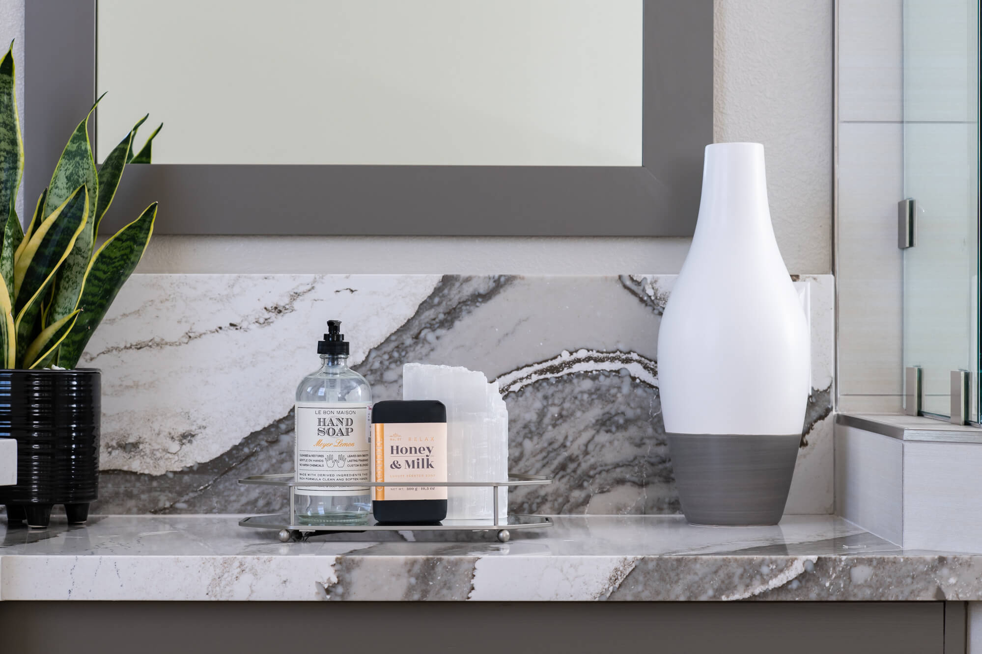 Bold Quartz Calcutta Sevella Bathroom countertop