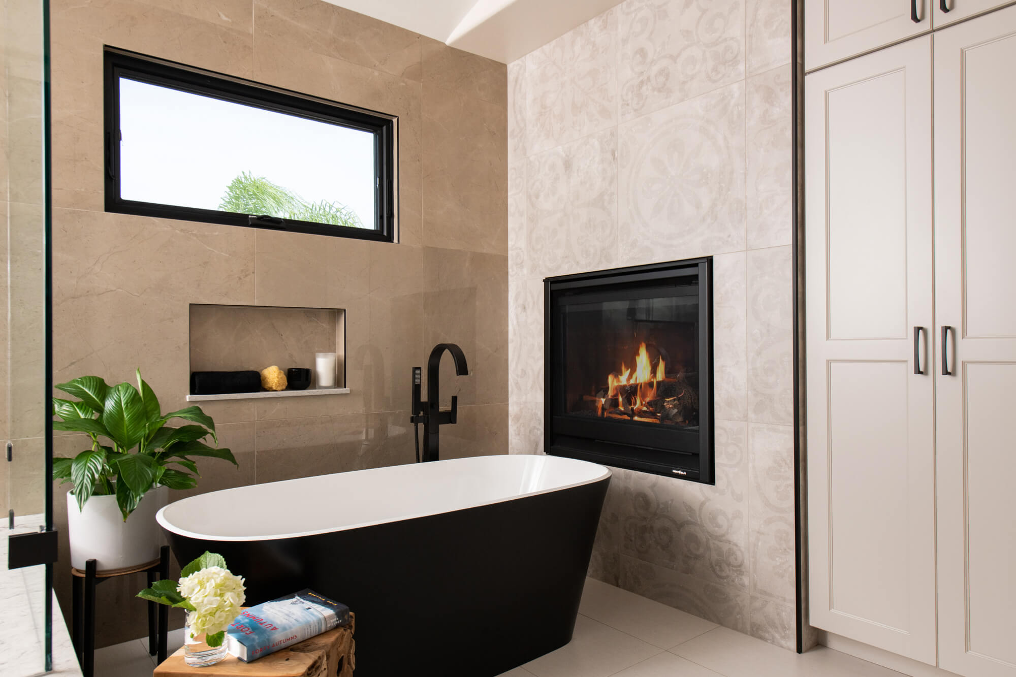 Fireplace in Master Bathroom Remodel