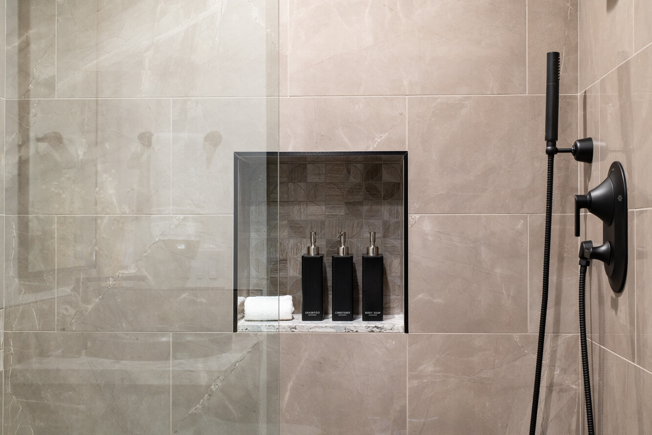 Shampoo Niche in Bathroom Remodel