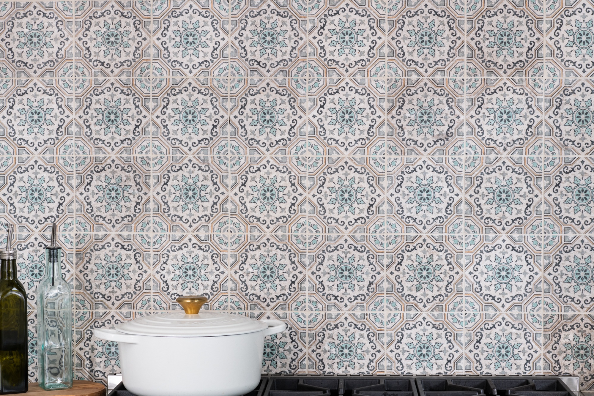 patterned tile accent wall