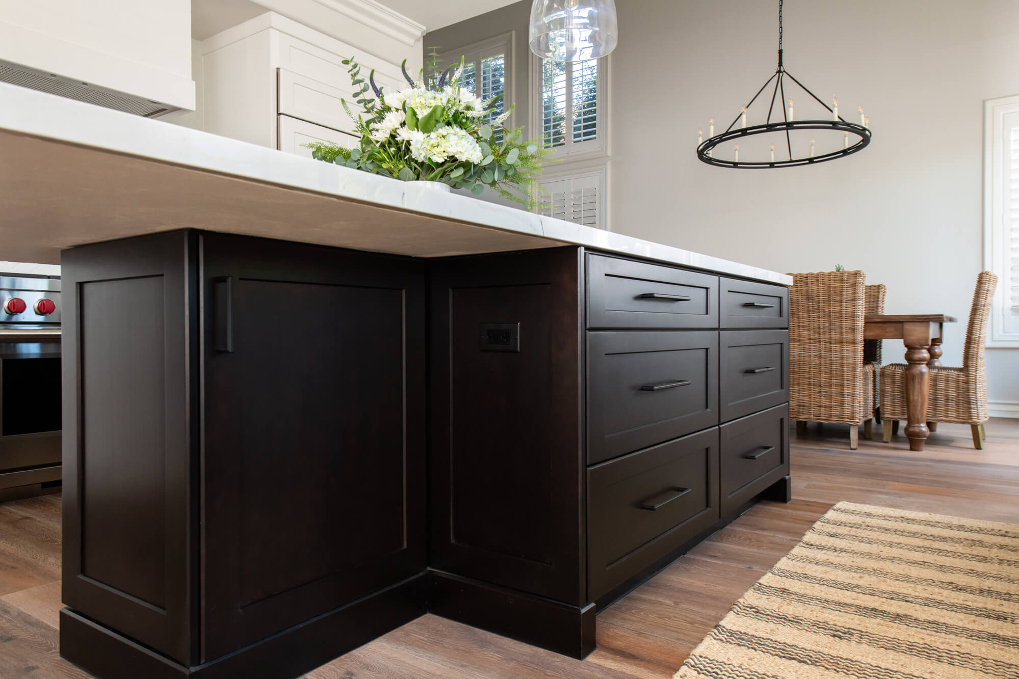 island cabinetry with Labrador finish