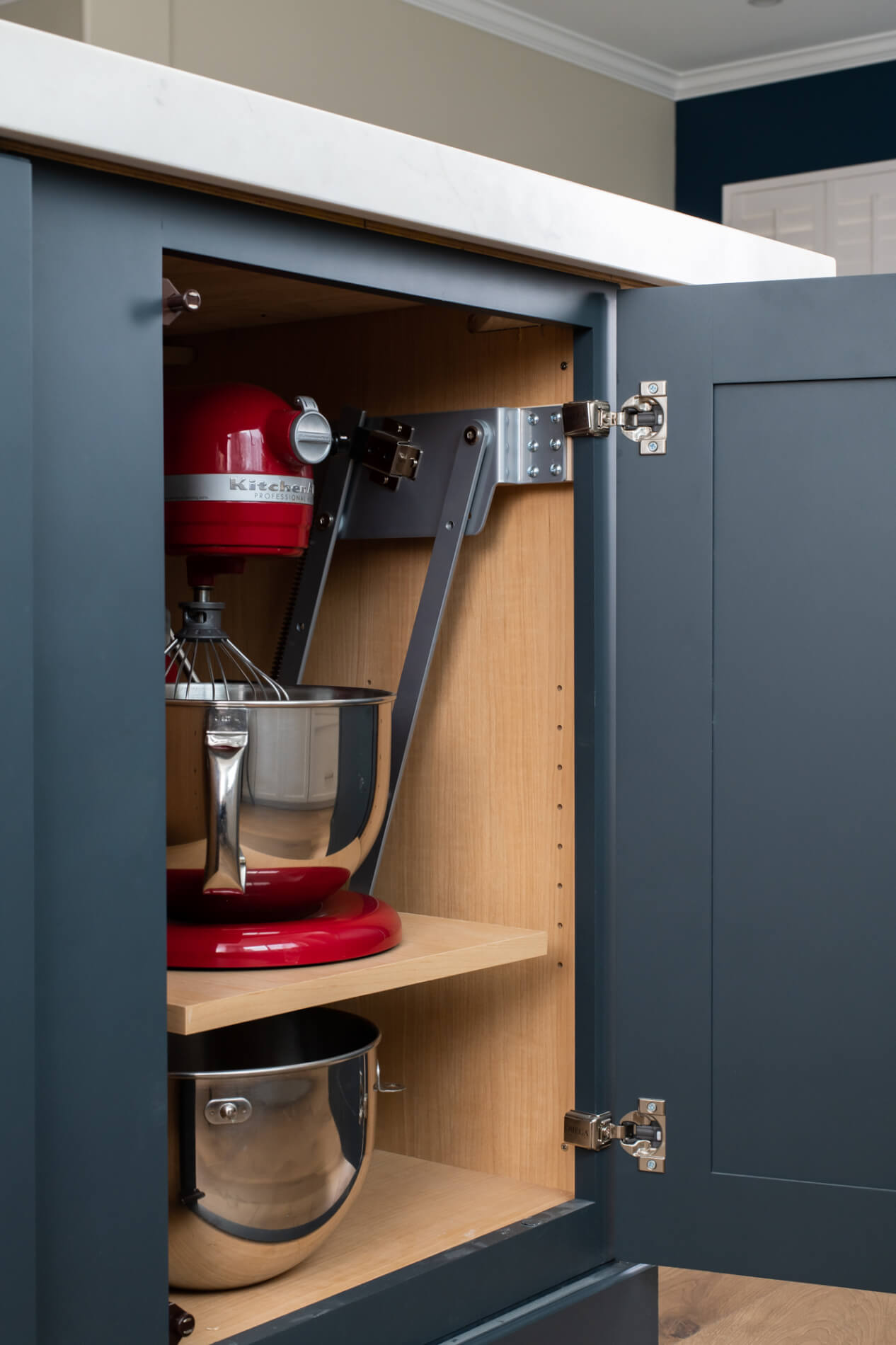 Custom Cabinetry with pull out mixing table