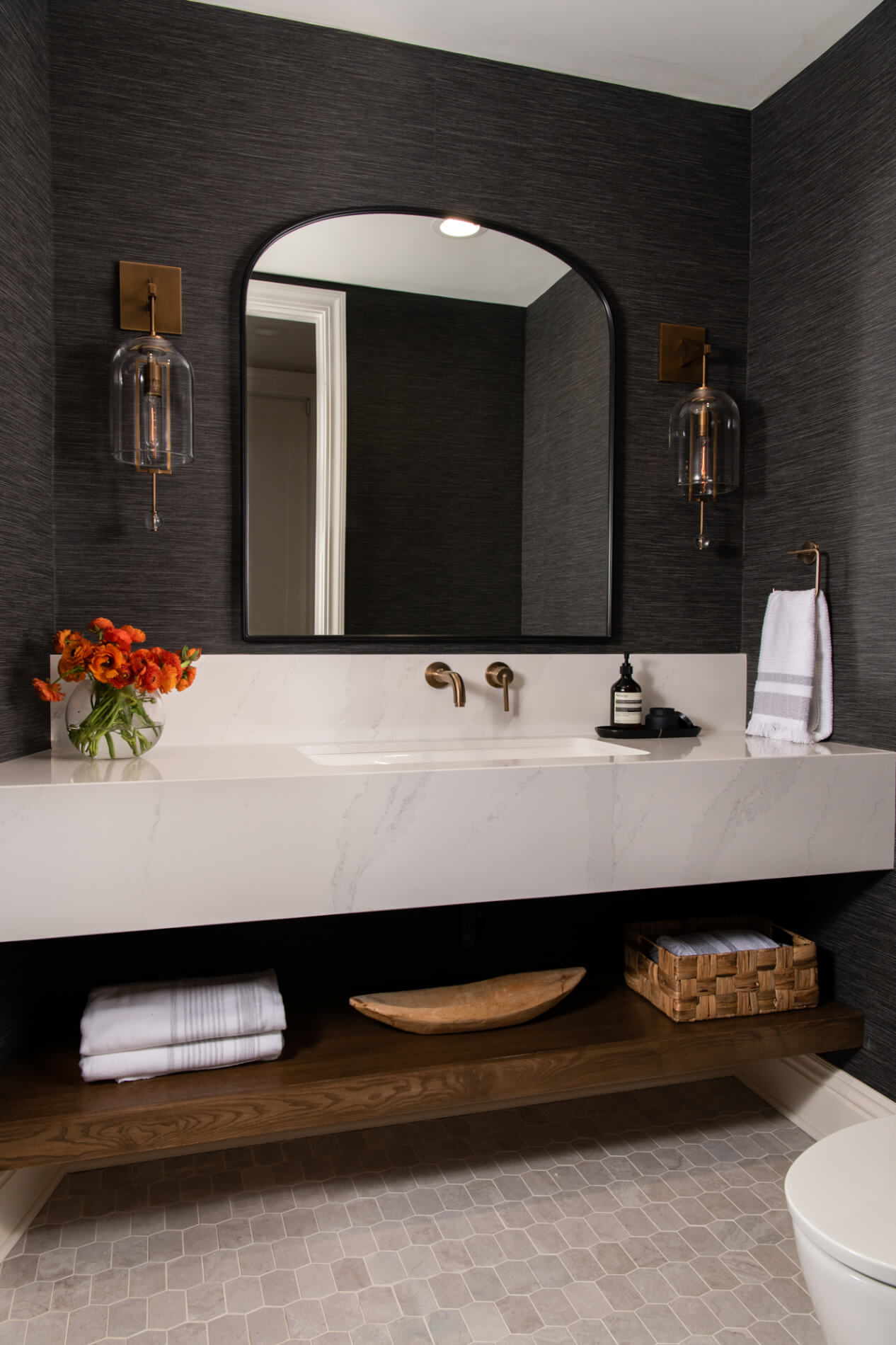 Modern powder bathroom remodel in Irvine