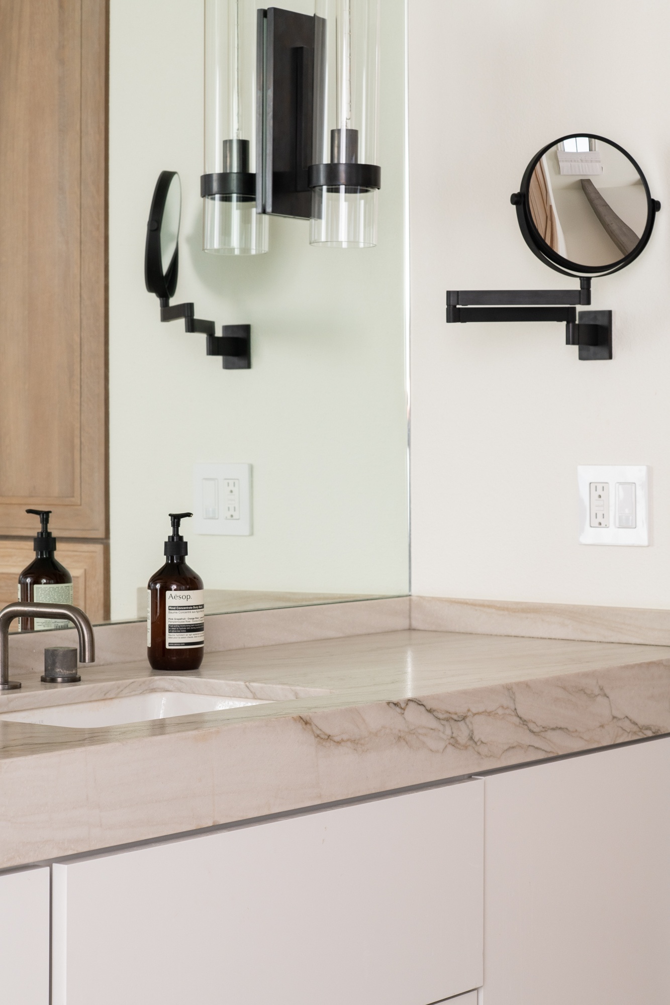 Primary bathroom remodel with quartzite countertop