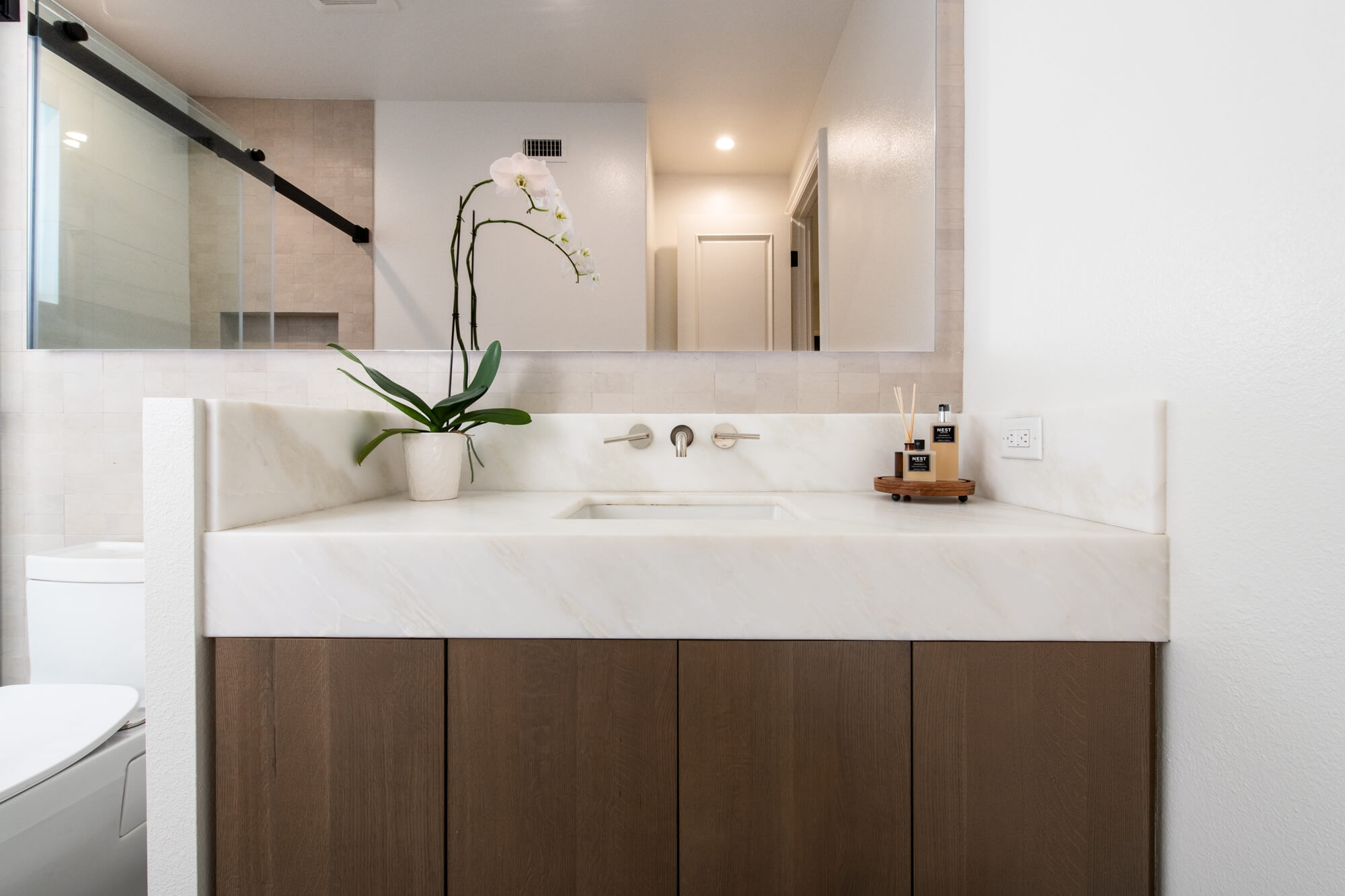 Marble stone countertop in Newport Coast bathroom remodel
