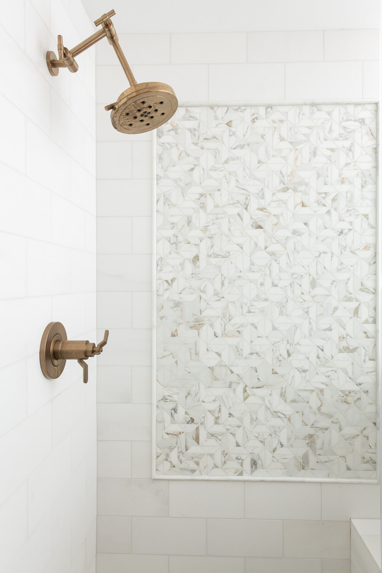 Marble accent design in Irvine bathroom remodel