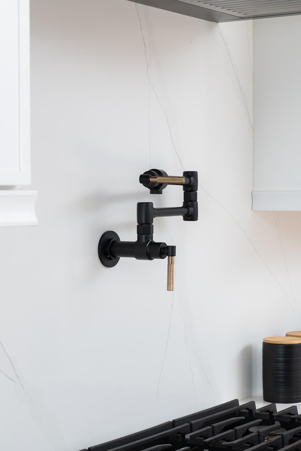 Brizo-Litze-Wall-Mount-Pot-Filler-Knurled-Handle-Matte-Black-and-Luxe-Gold