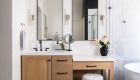 Brizo-Jason-Wu-widespread-faucets-in-matte-black-minimal-essentials-black-mirrors