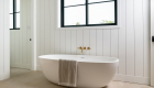 Freestanding tub-with-Newport-Brass-wall-mounted-tub-set-trim-in-Satin-Bronze