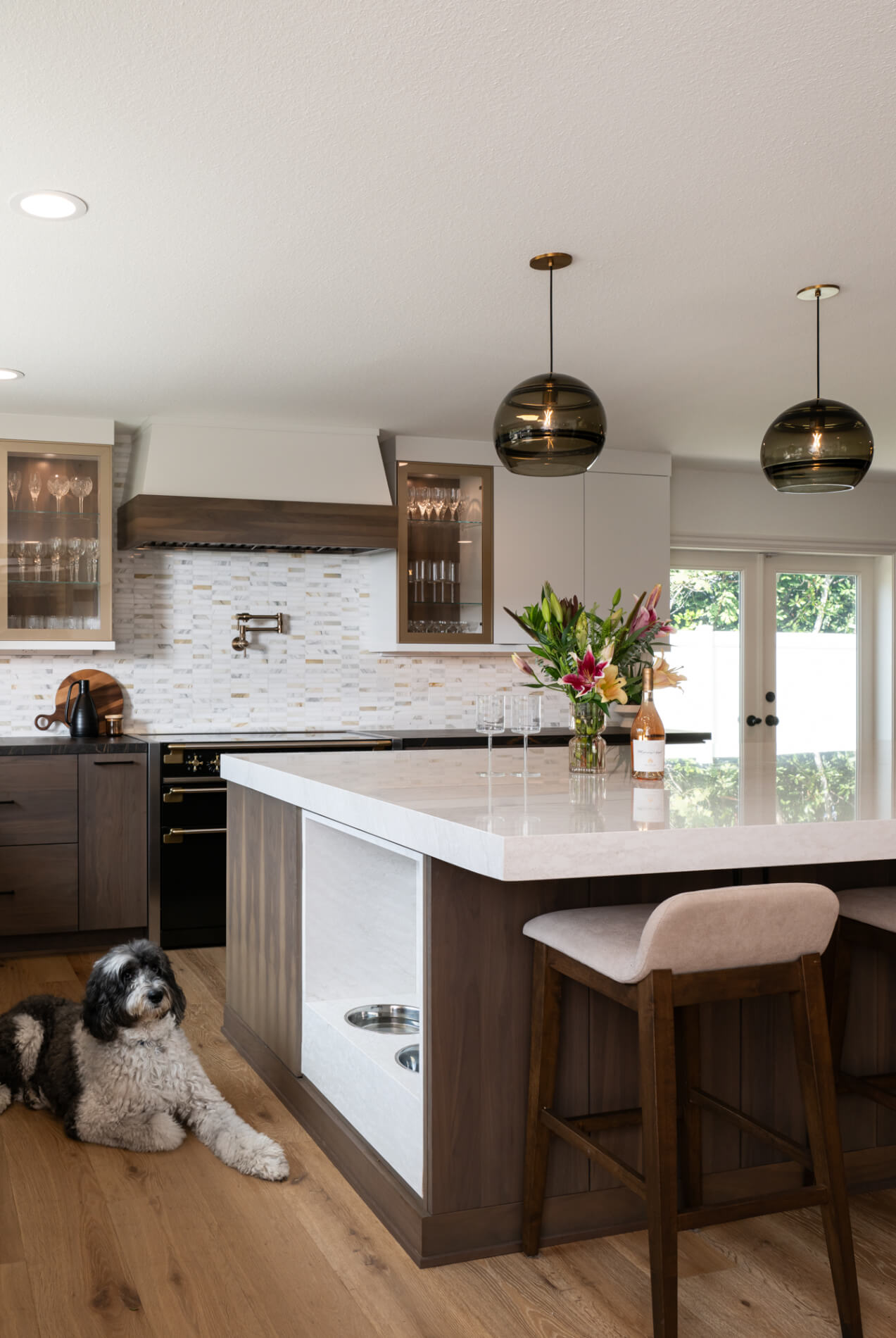 dog-posing-with-his-own-designated-food-and-water-area