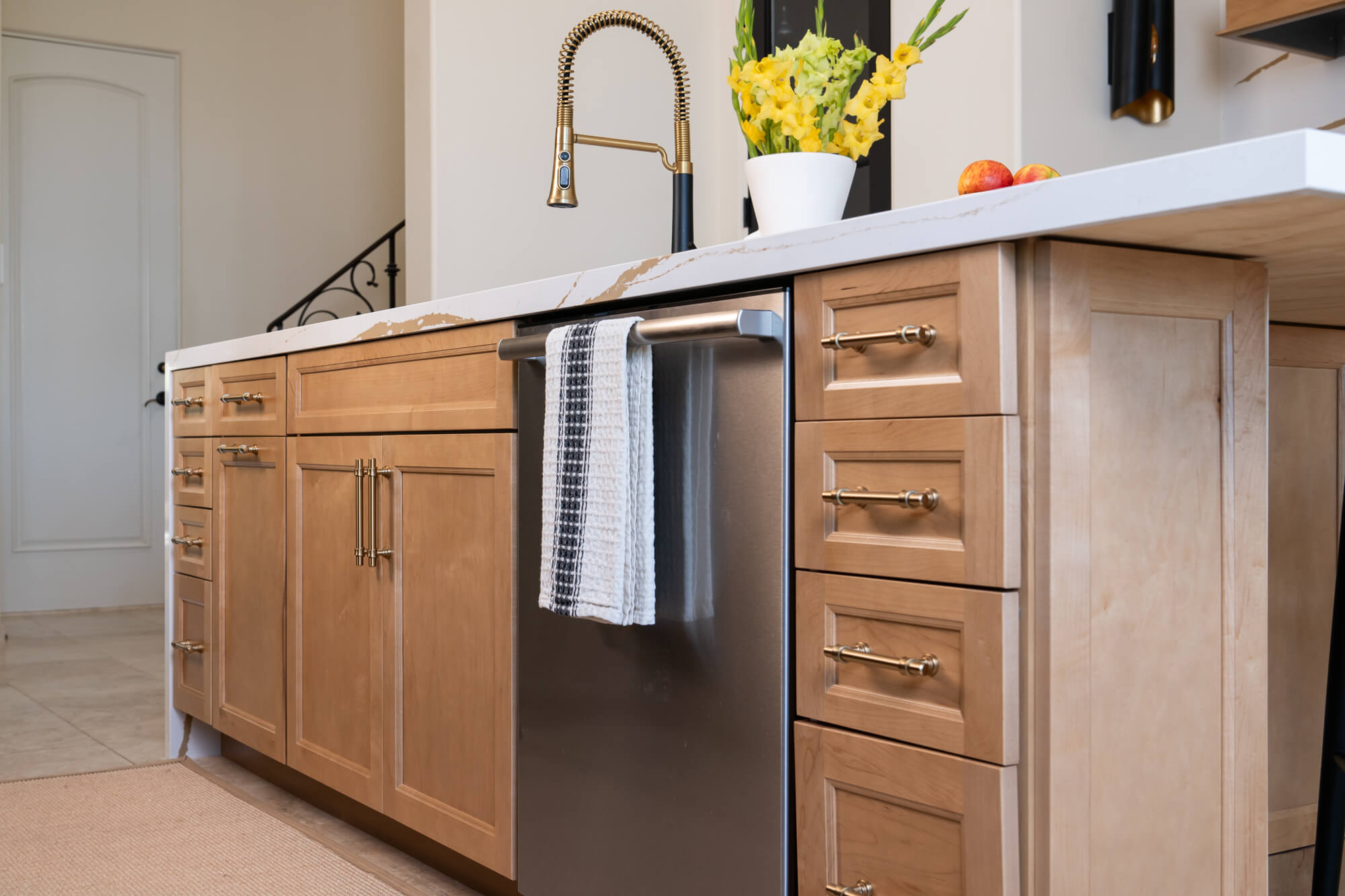 Appliances-include-a-stainless-steel-dishwasher-a-Zephyr-beverage-cooler-a-sub-zero-french-door-refrigerator-freezer