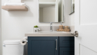 Maple-Kemper-shaker-cabinets-in-Maritime-Finish-rectangular-mirror-and-clear-glass-vanity-light-with-polished-chrome-trim