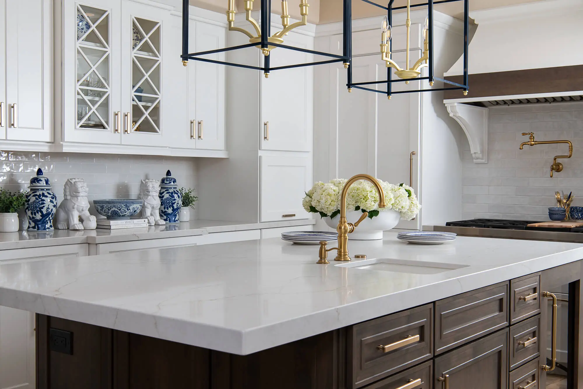 Brass hardware adds warmth and elegance to kitchen designs.