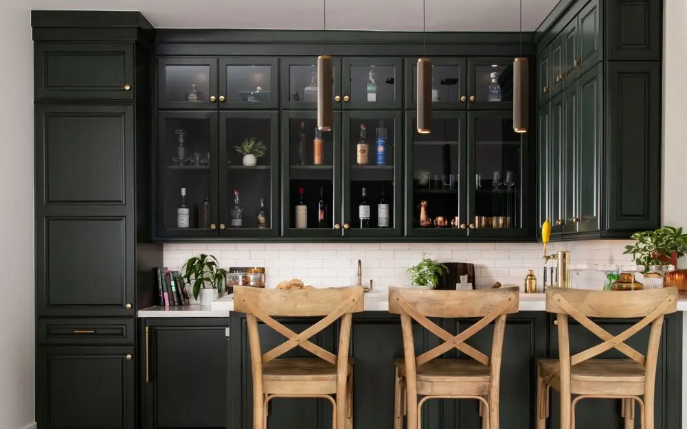 Maplewood-Omega-cabinets-in-Endive-Green-interior-painted-black