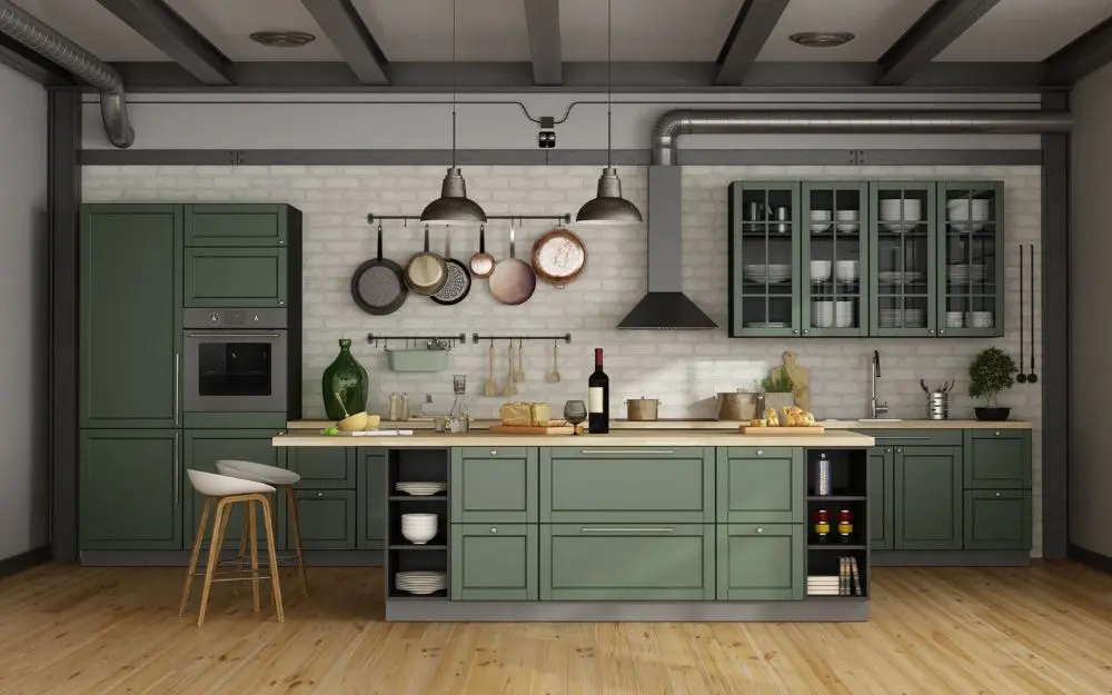 color psychology - Modern-green-kitchen-remodel