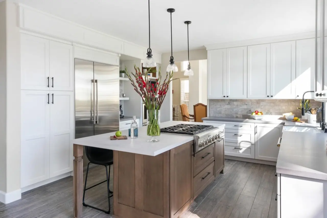 Grey-kitchen-remodel-with-wood-elements
