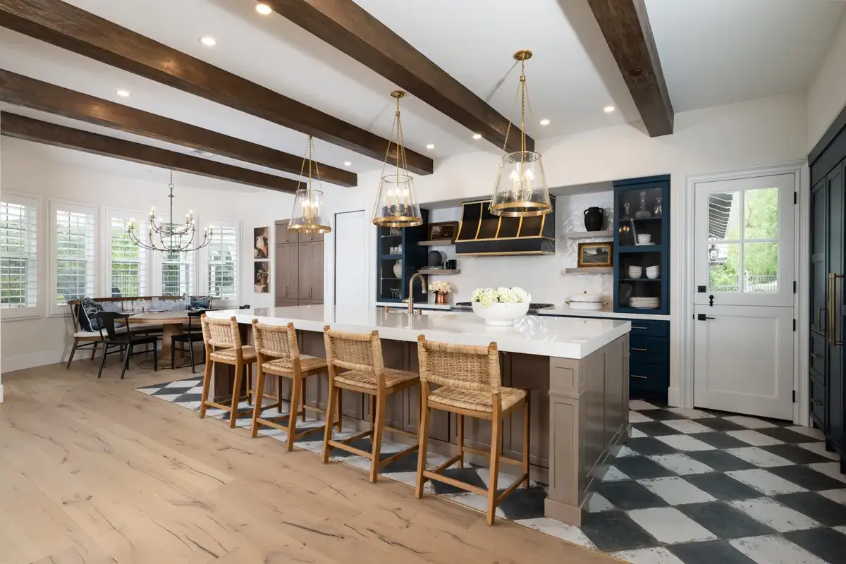 Sea-Pointe-Design-and-Remodel-Dutch-door-to-backyard-and-faux-driftwood-beams-inserted-into-ceiling