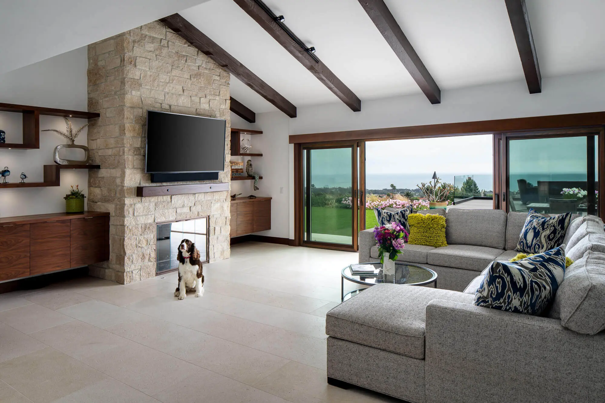 Brown beams in home design