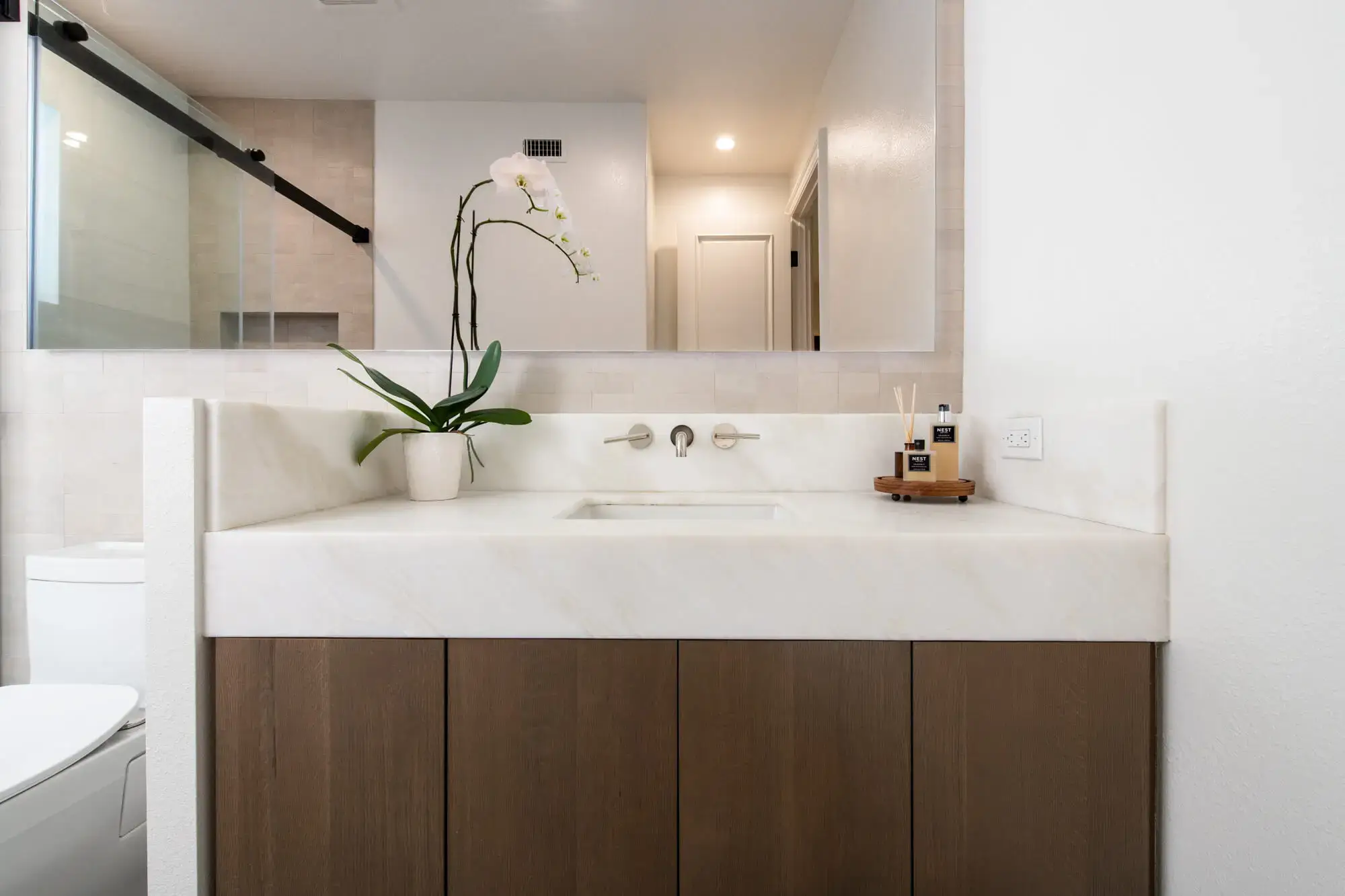 Marble stone countertop in Newport Coast bathroom remodel