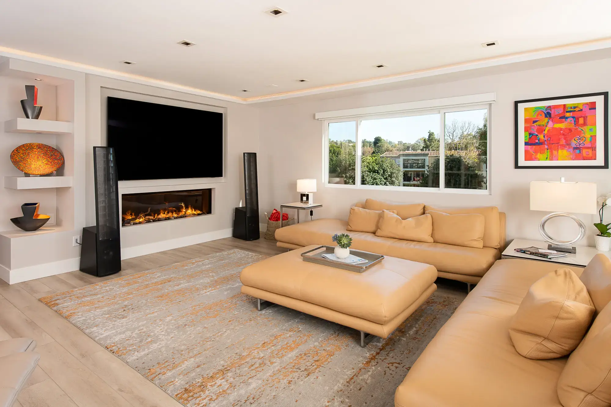 4-18-inch-deep-Optimist-Pro-1000-electric-fireplace-and-built-in-speaker-system-in-every-room