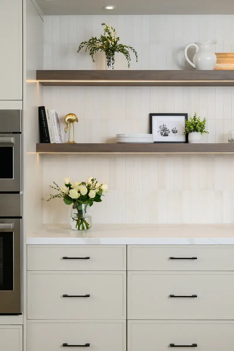 Omega-floating-shelves-in-Riverbed-finish-with-under-cabinet-LED-covered-strip-lighting