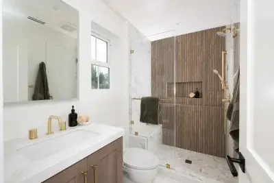 Two Distinct Bathroom Designs in a Curated Yorba Linda Home